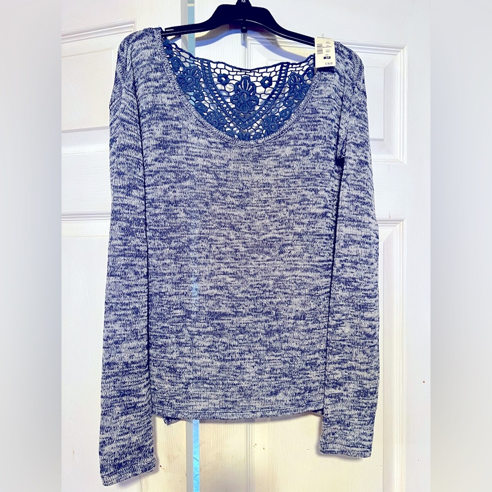 Aeropostale Crochet Sweater with Lace back. NWT Size S